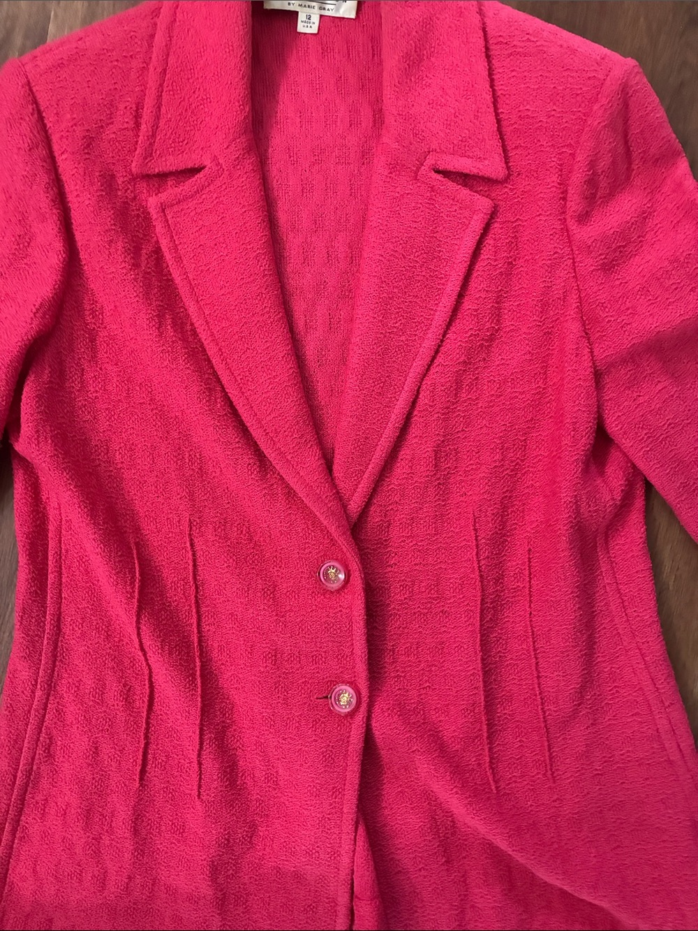 St. John Collection Bright Coral Knit Blazer 12 - Picture 3 of 5